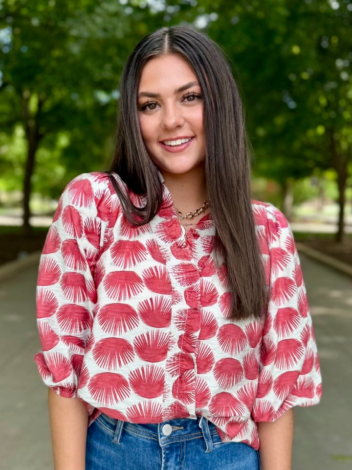 The Rowan Wine V-Neck Blouse