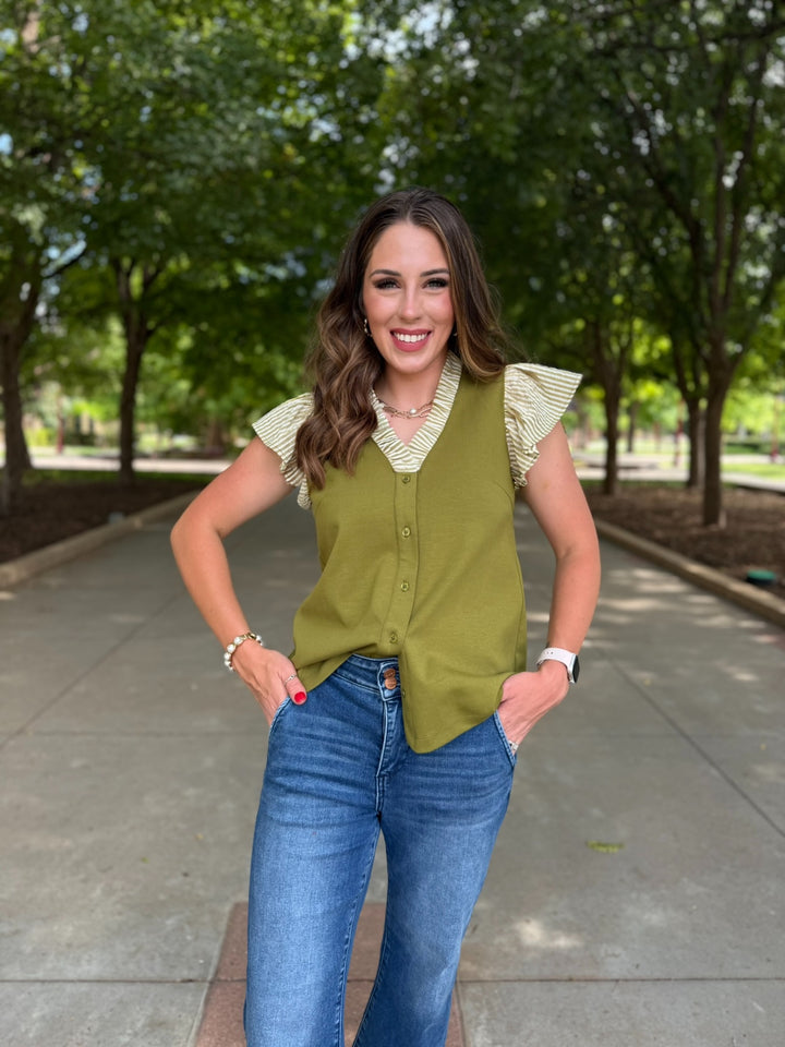 Olive You Ruffle Sleeve Top