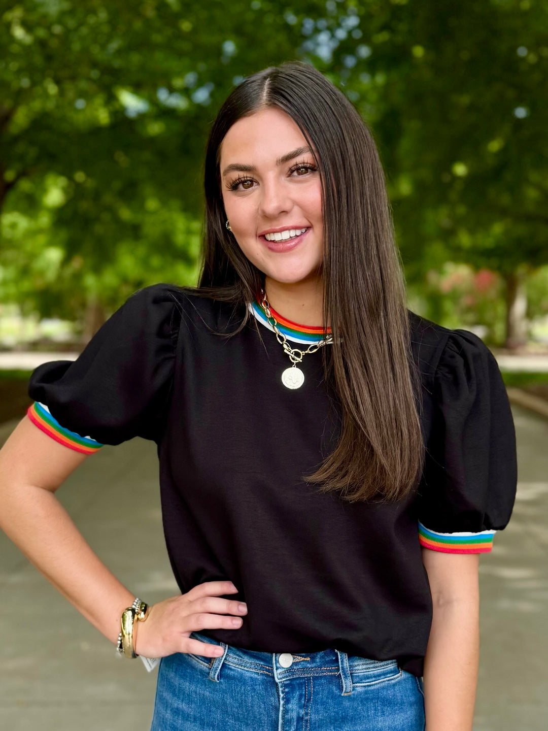 Colorline Black Puff Sleeve Top