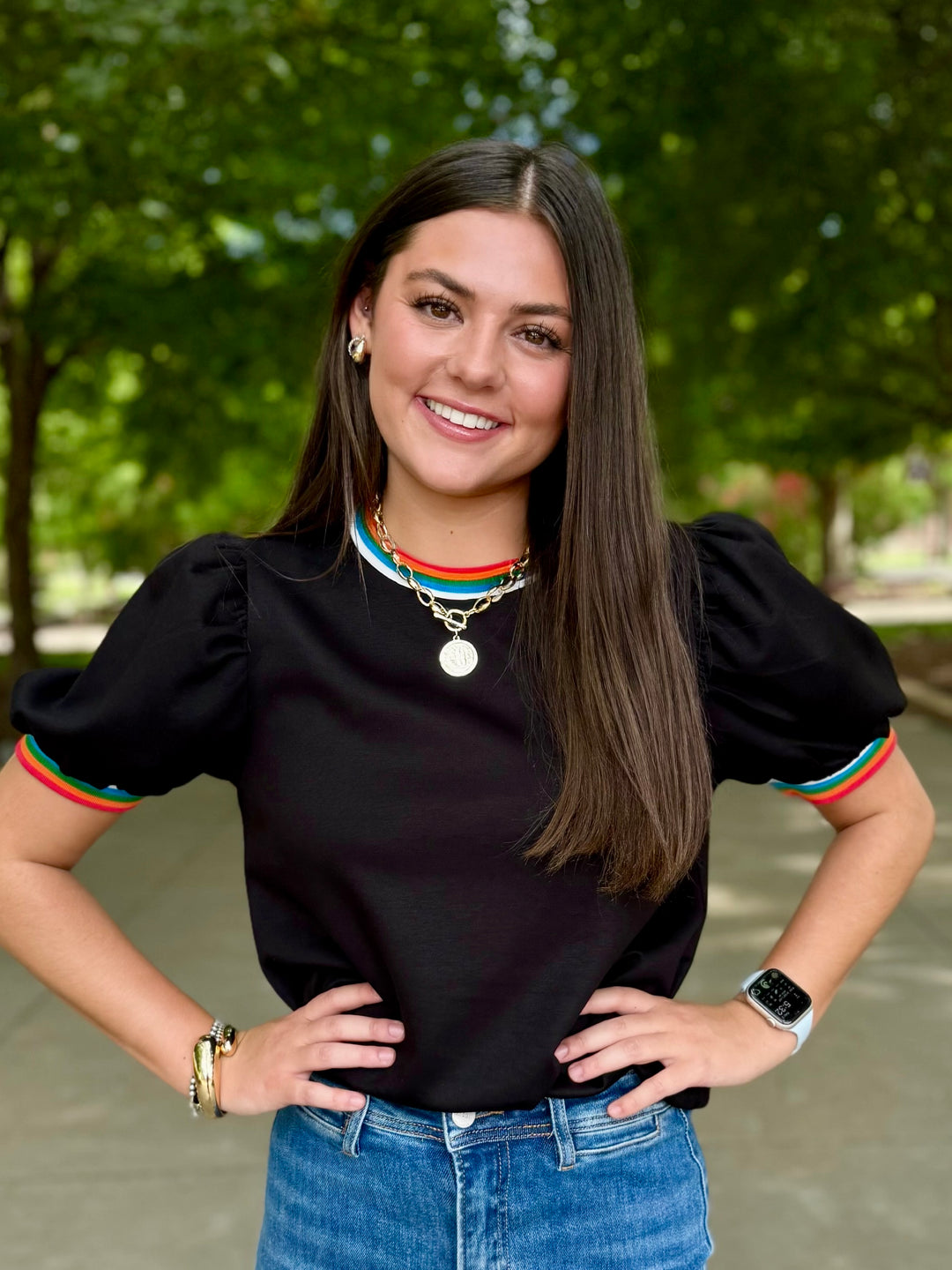 Colorline Black Puff Sleeve Top