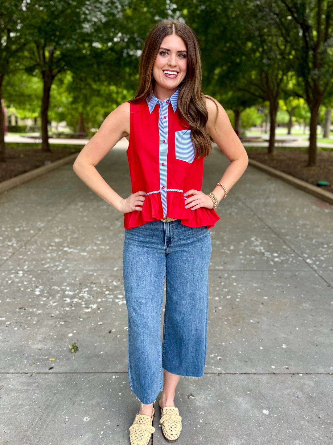 Little Miss America Red Peplum Top