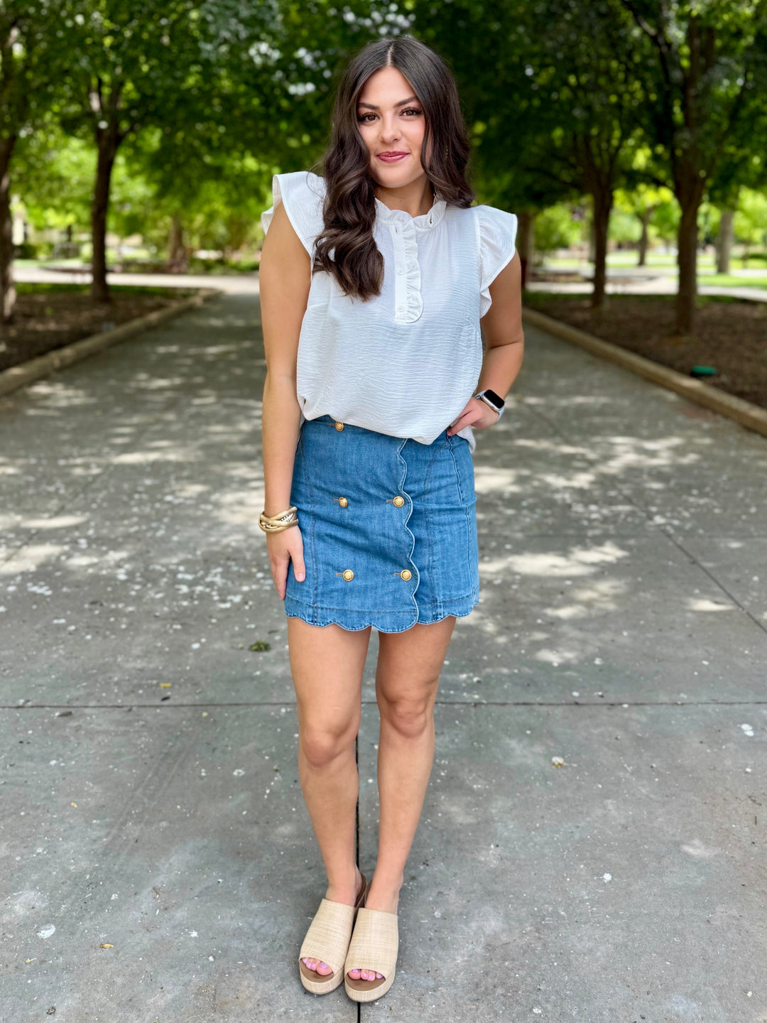Sunday White Ruffle Sleeve Blouse