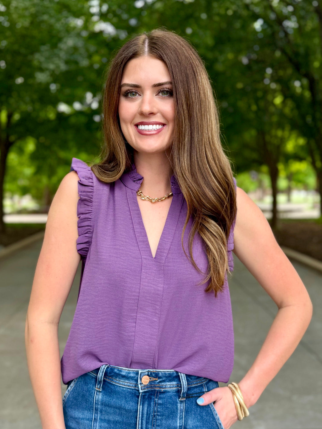 Plum Perfect V-Neck Blouse
