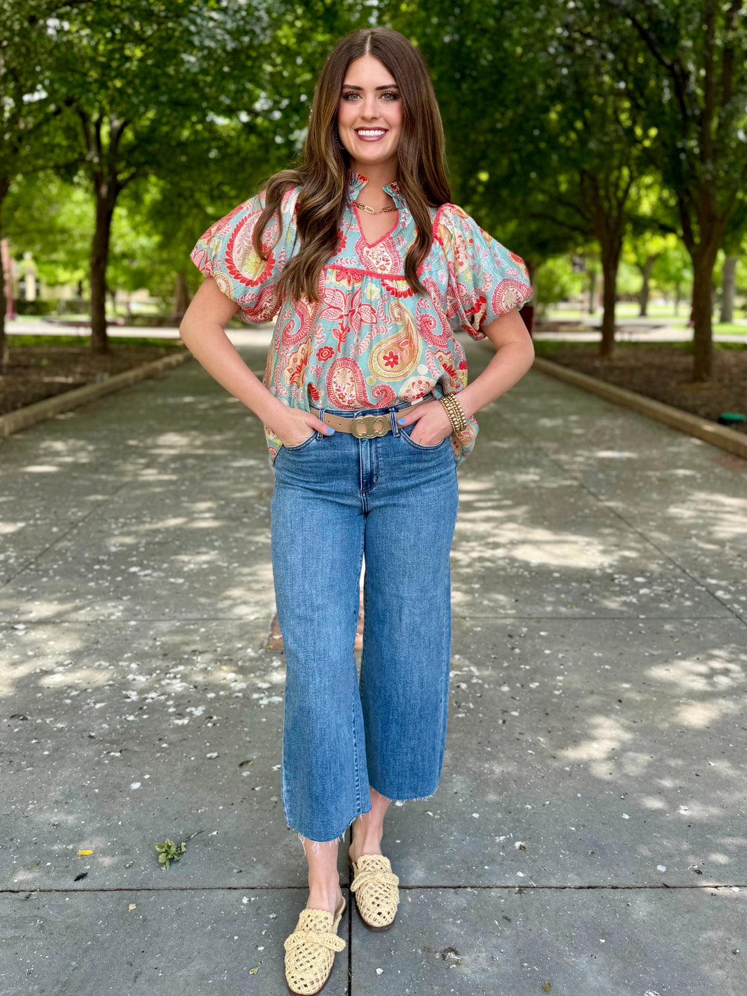 Blue Skies Paisely V-Neck Blouse