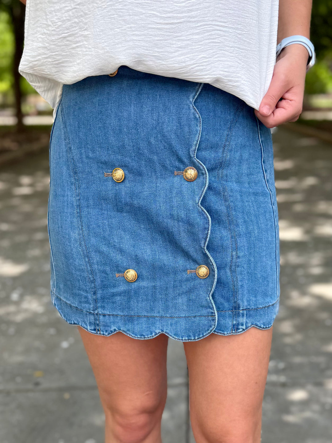Seaside Scallop Denim Skort