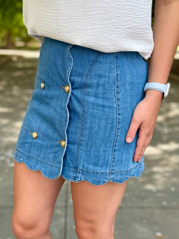 Seaside Scallop Denim Skort