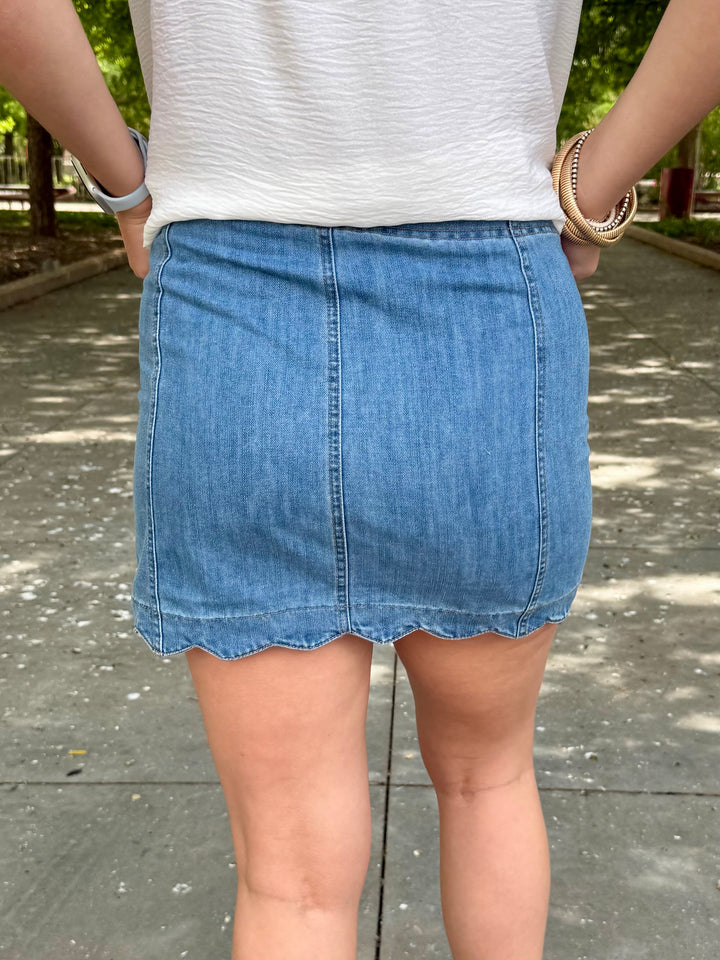 Seaside Scallop Denim Skort