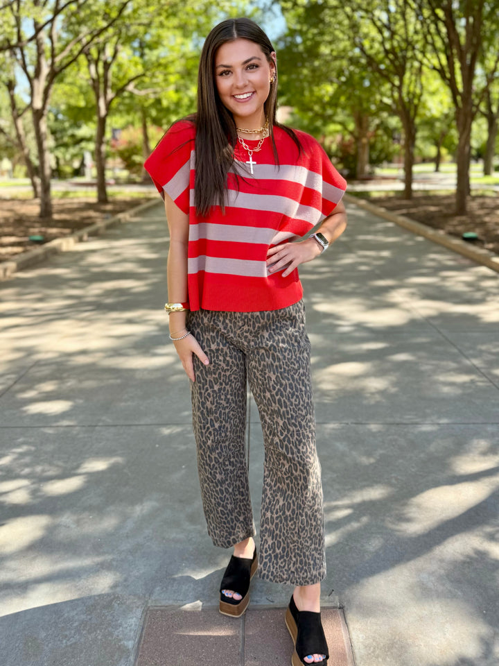 Kiera Mid Rise Leopard Barrel Jean by Risen