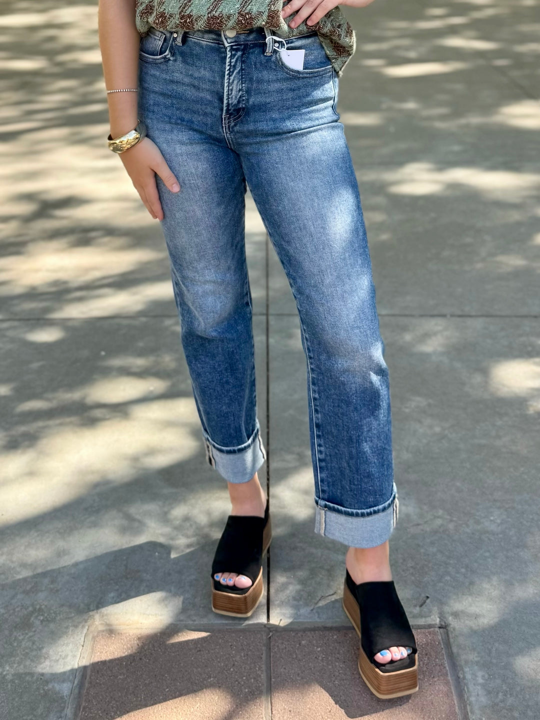Brenna High Rise Straight Cuff Jean by Risen