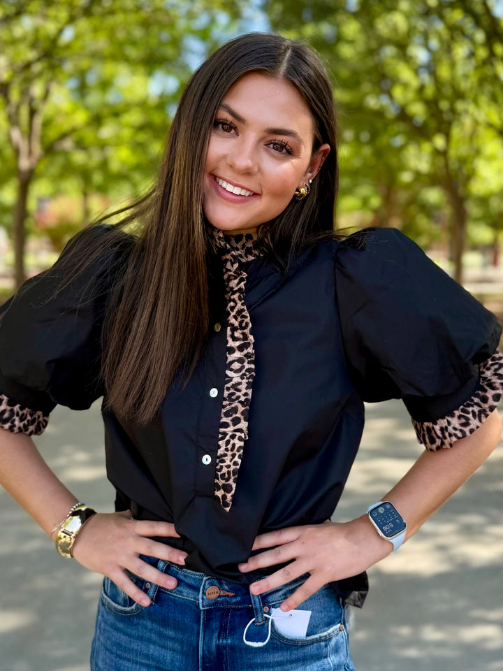 Wild Side Black Puff Sleeve Blouse