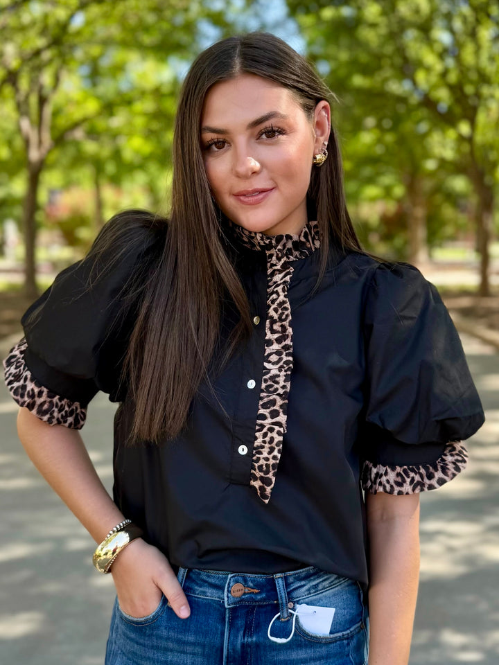 Wild Side Black Puff Sleeve Blouse