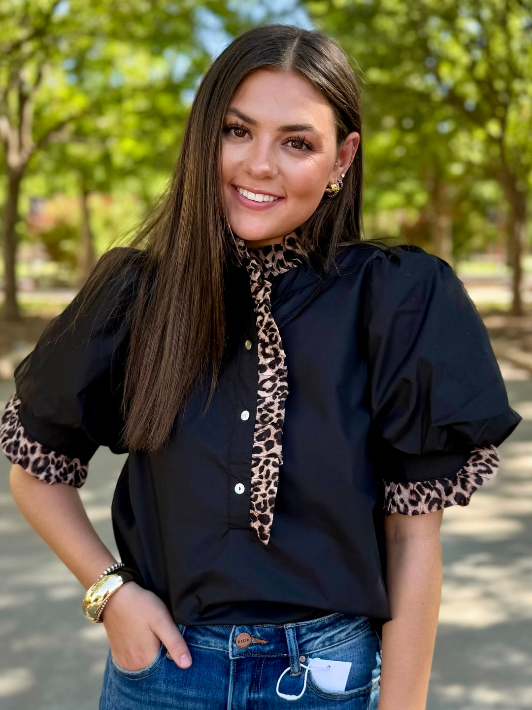 Wild Side Black Puff Sleeve Blouse