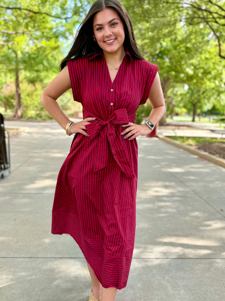 All in Stripes Collared Dress