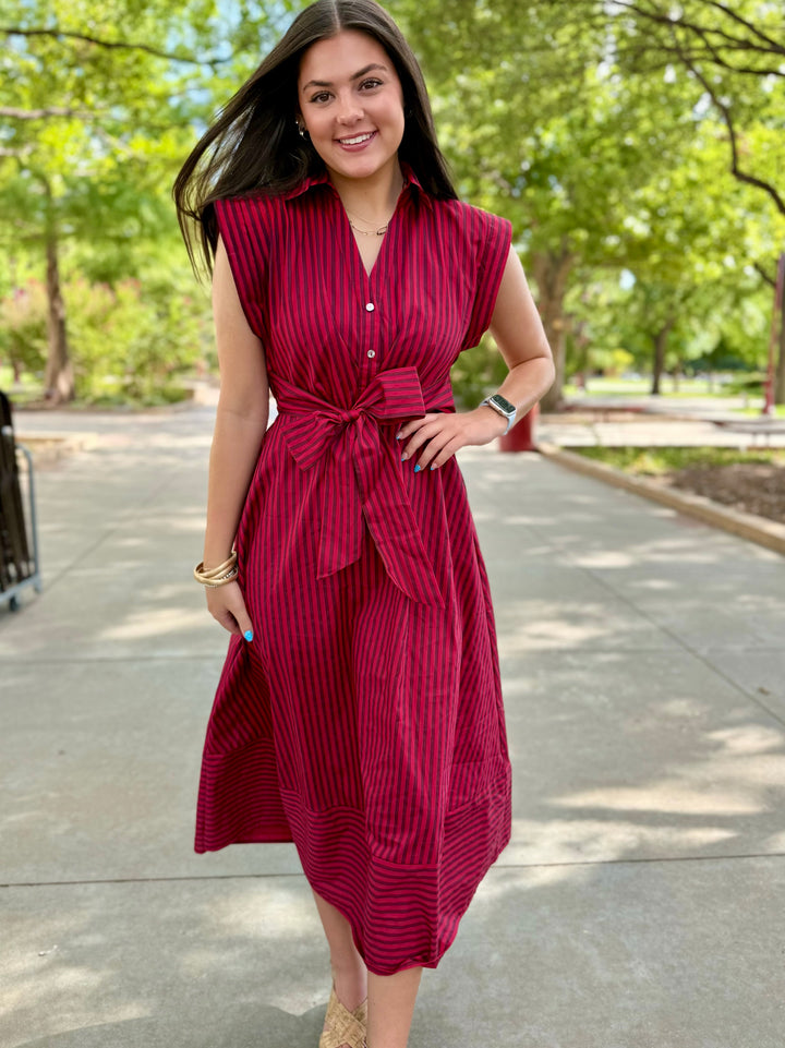 All in Stripes Collared Dress