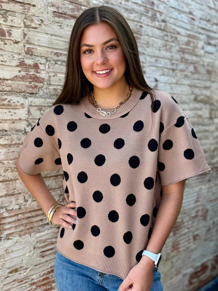 Classic Polka Dot Taupe Sweater