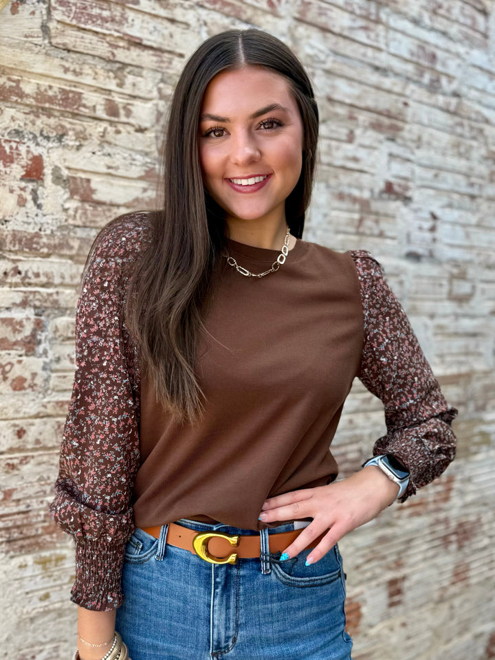 Mocha Bloom Long Sleeve Top