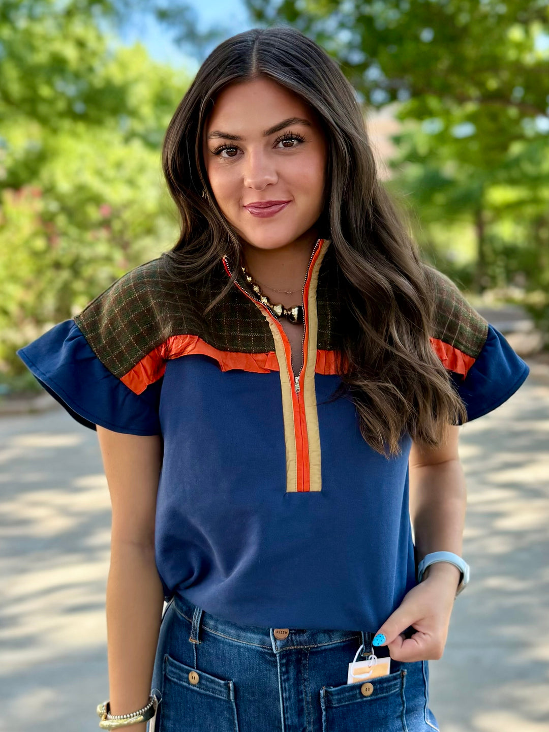 Plaid Peak 1/4 Zip Top