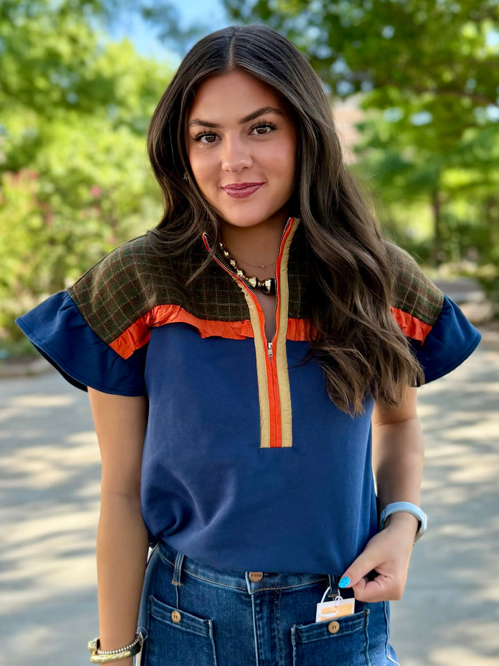 Plaid Peak 1/4 Zip Top