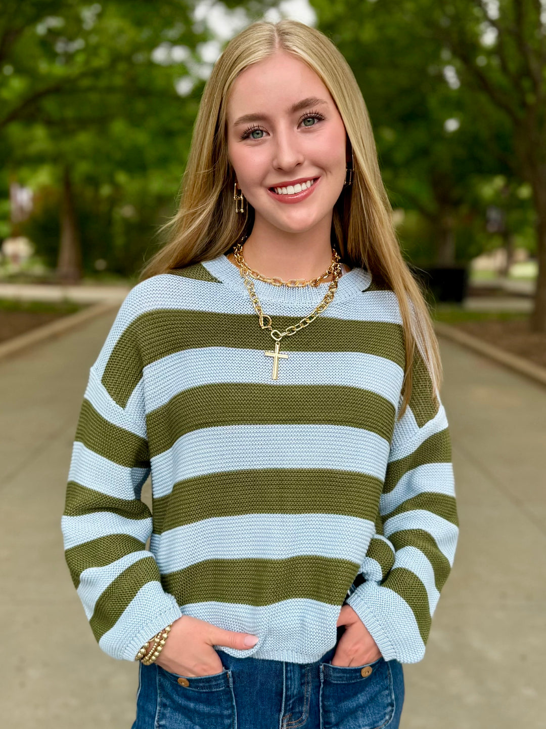 Stripe It Lucky Knit Sweater