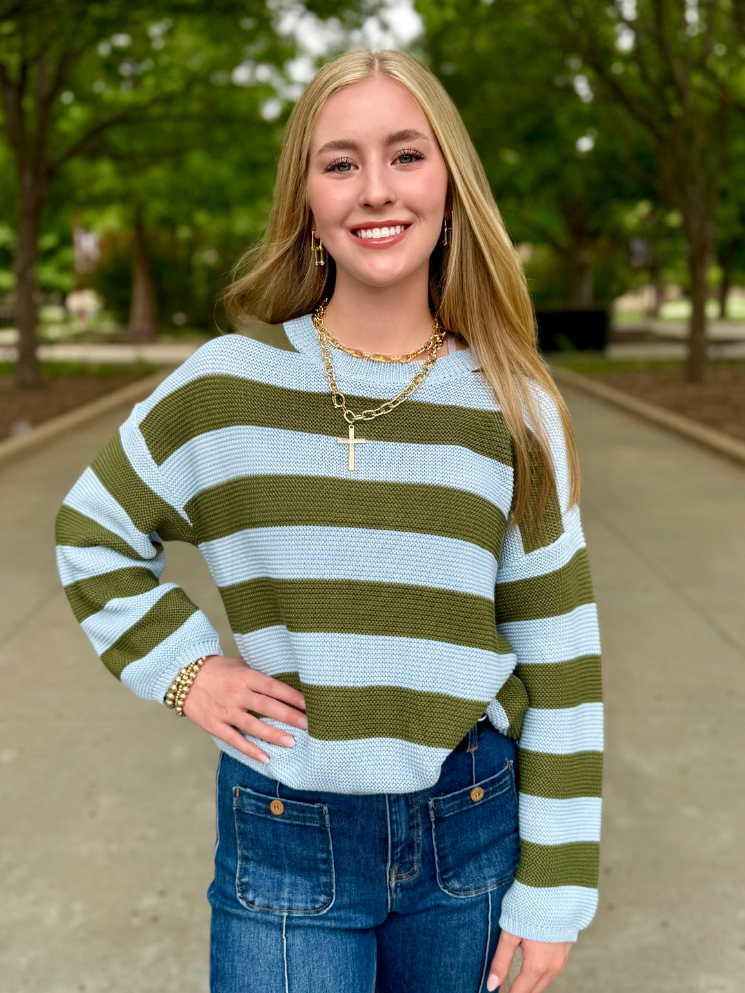 Stripe It Lucky Knit Sweater