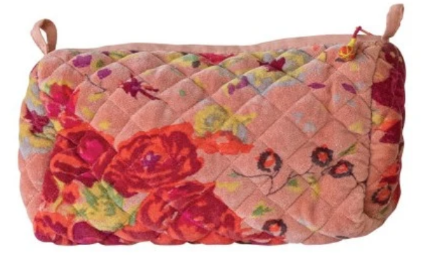 Quilted Velvet Zip Pouch