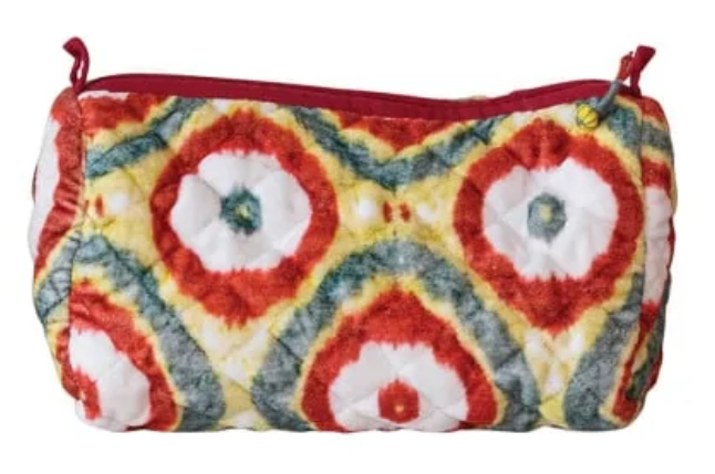 Quilted Velvet Zip Pouch