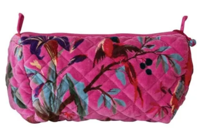 Quilted Velvet Zip Pouch