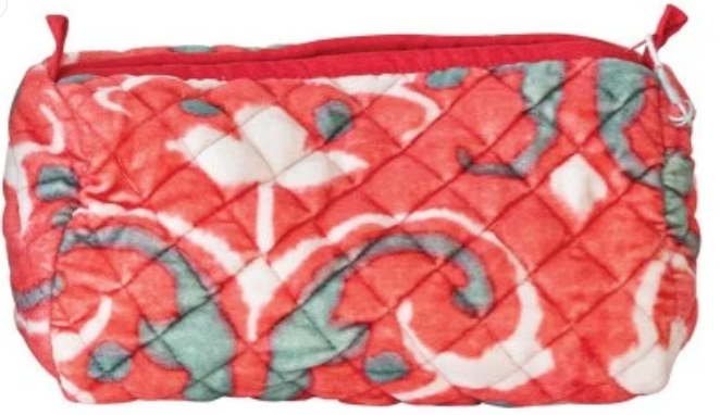 Quilted Velvet Zip Pouch