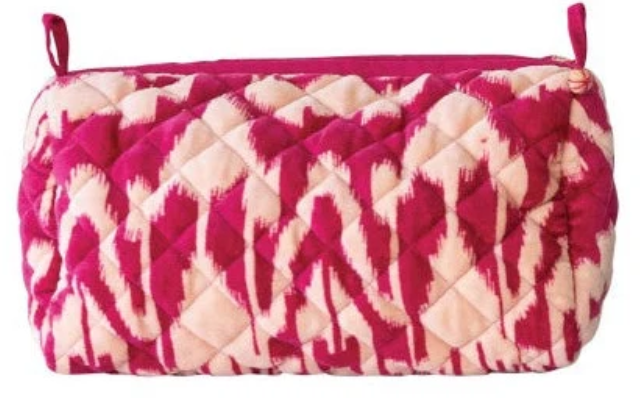 Quilted Velvet Zip Pouch
