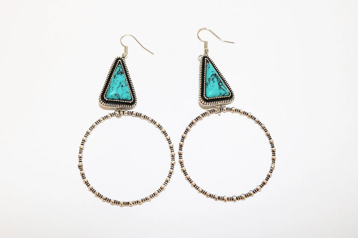 Tanna Turquoise Triangle Dangle Hoop Earring