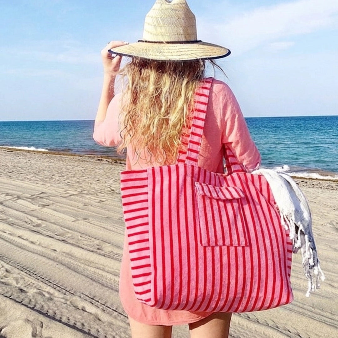 Jumbo Terry Cloth Striped Carryall