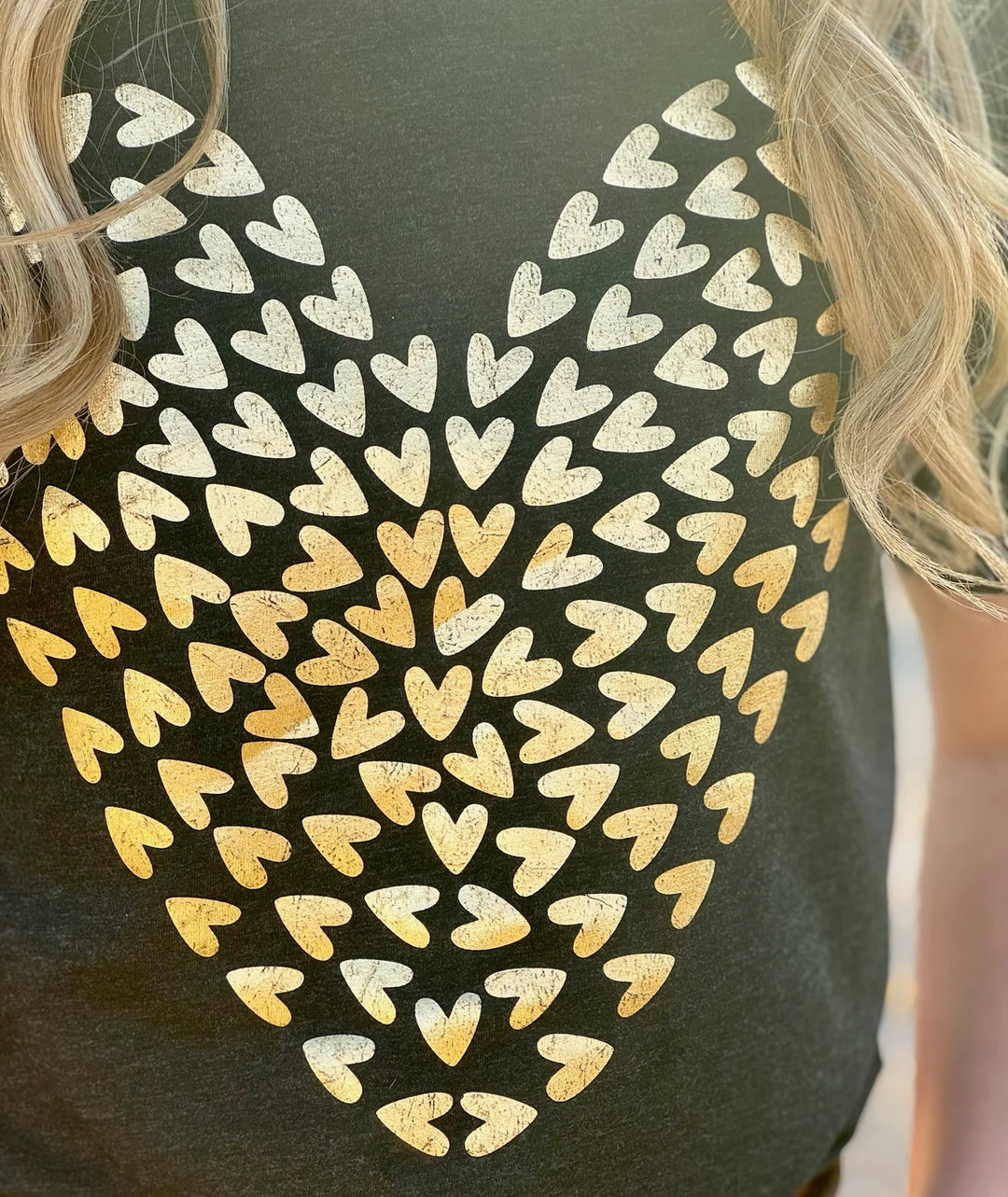 Tiny Hearts In Gold Foil Short Sleeve Tee by Texas True Threads