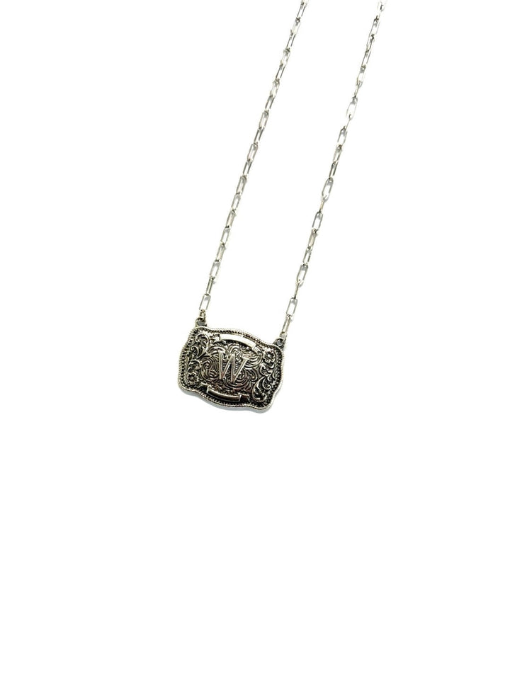 Western Belt Buckle Initial Necklace