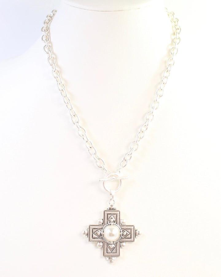 Worn Silver Cross Necklace