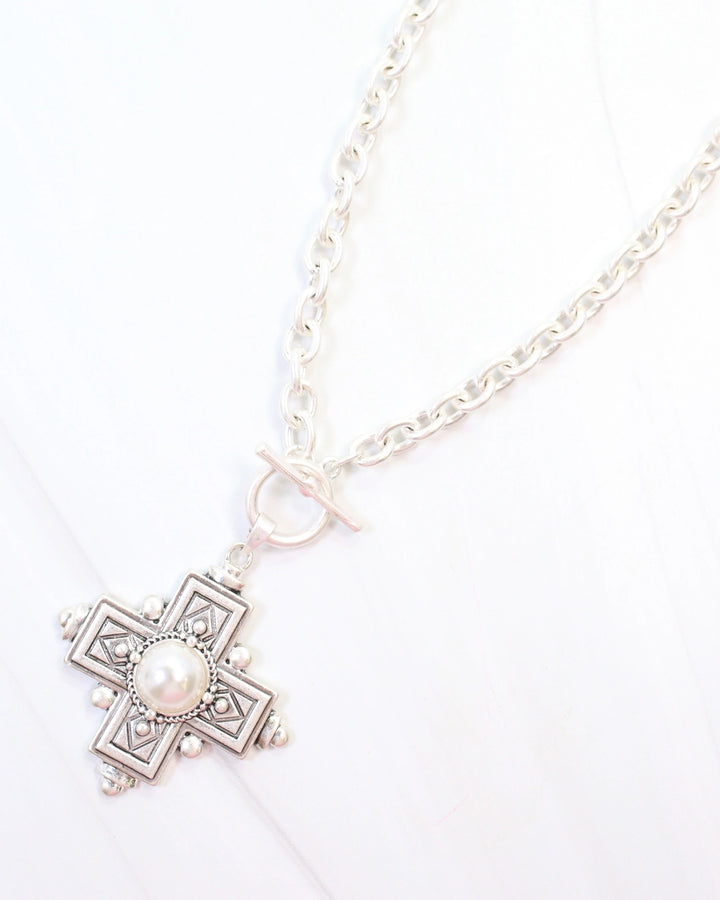Worn Silver Cross Necklace