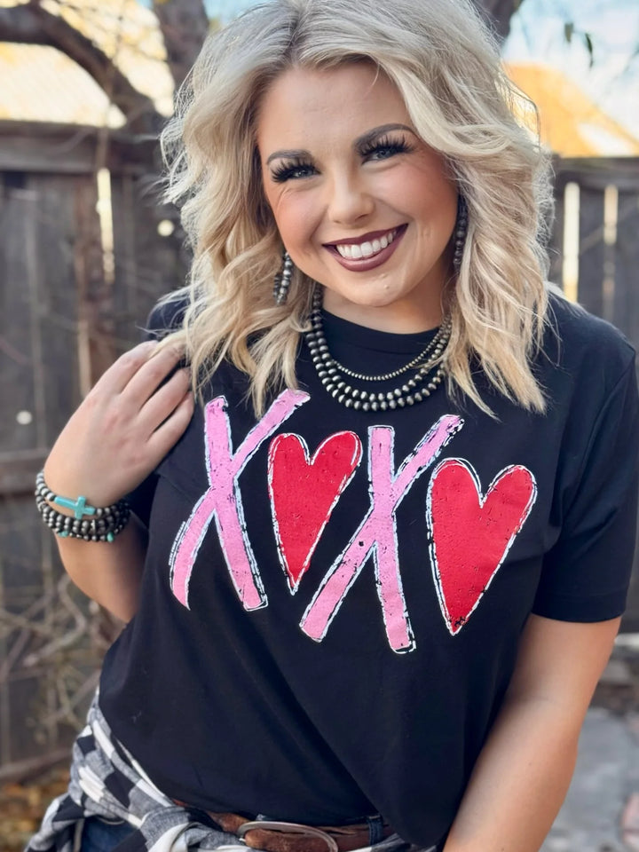 XOXO With Red Hearts Tee by Texas True Threads