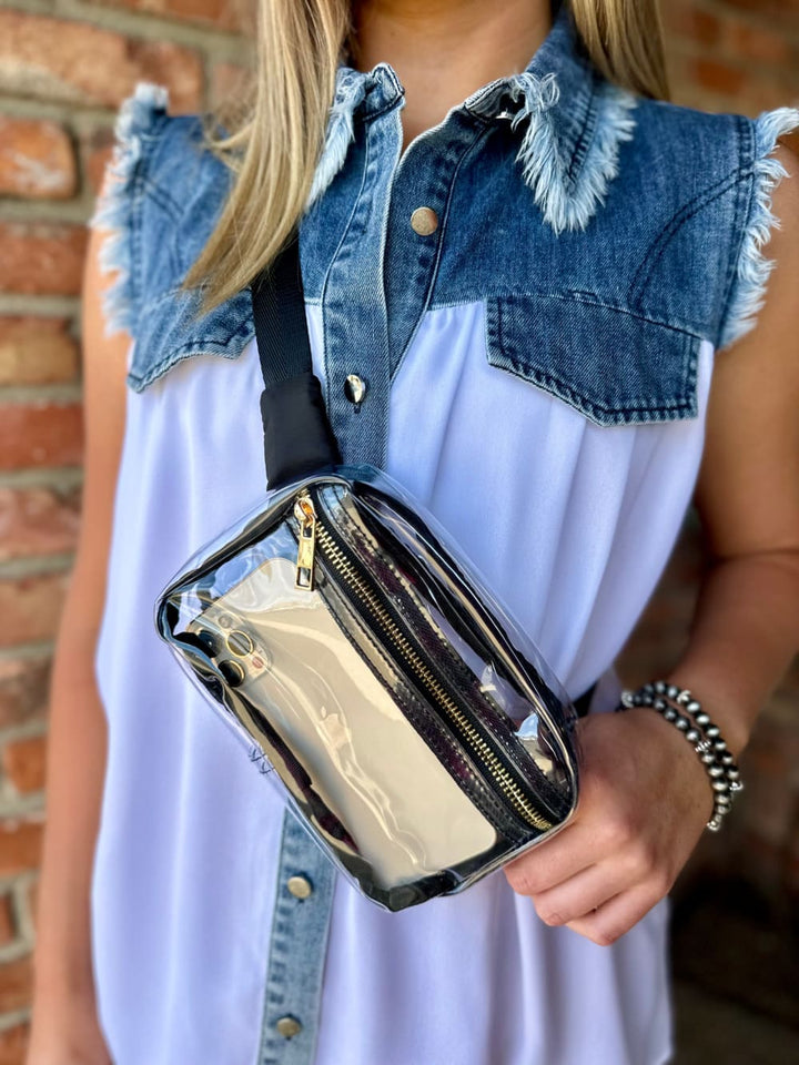Cassie Clear Belt Bag - Black - Bags & Purses - Caroline