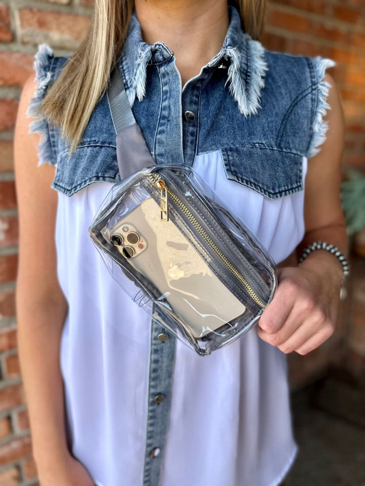 Cassie Clear Belt Bag - Grey - Bags & Purses - Caroline