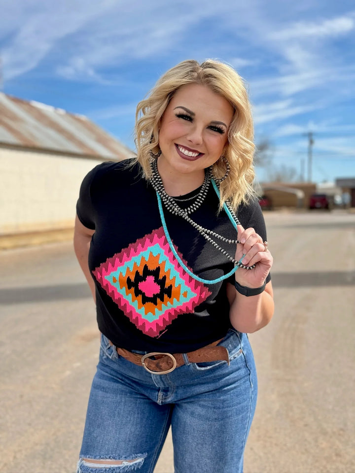 Black Cheyenne Aztec Tee by Texas True Threads