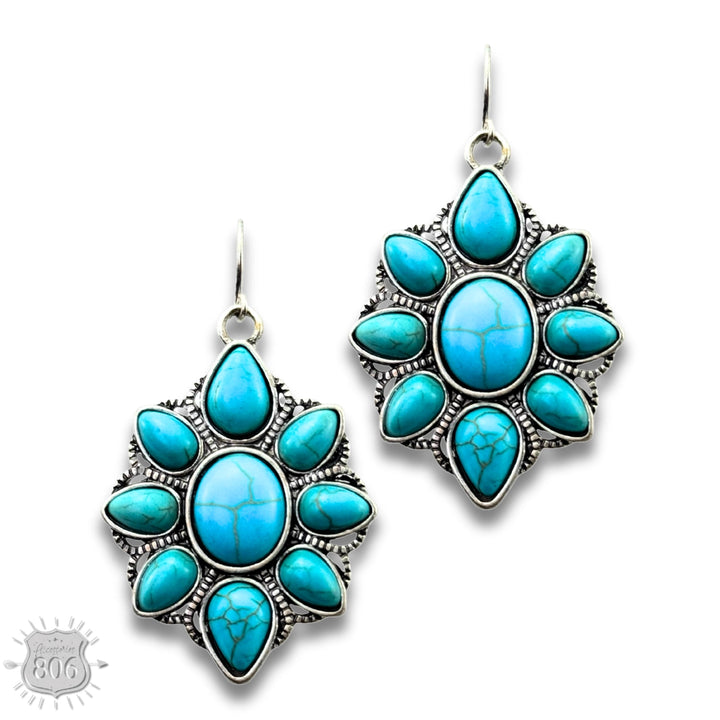 Freida Turquoise Flower Earrings