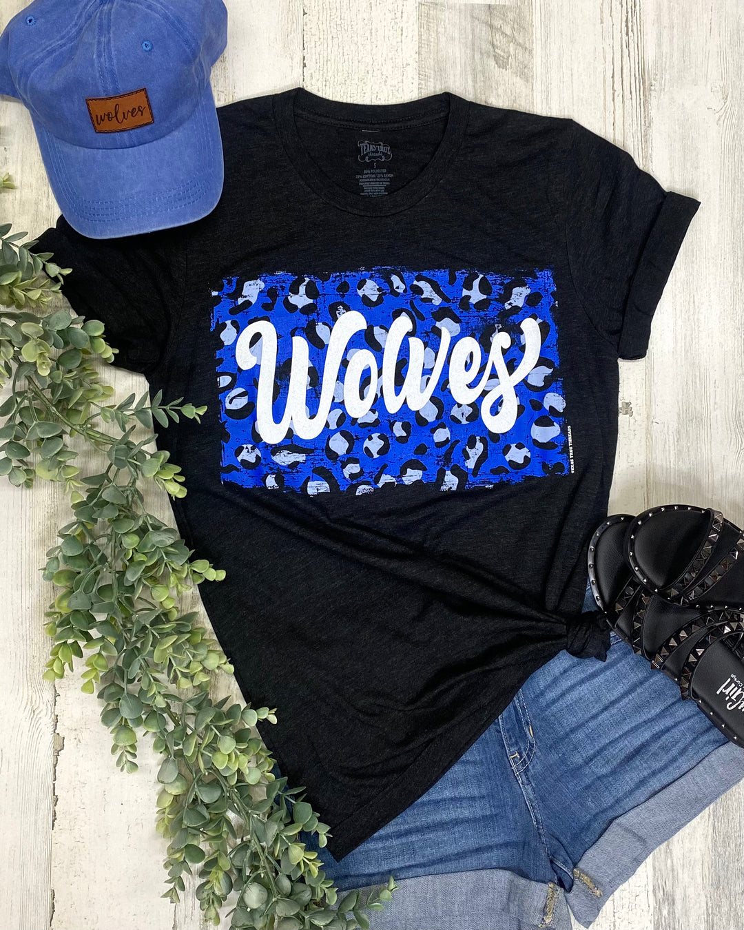 Wolves Blue Tone on Tone Leopard Tee