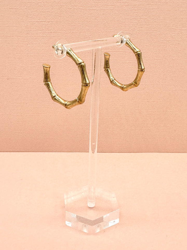 Dex Gold Bamboo Hoop Earrings