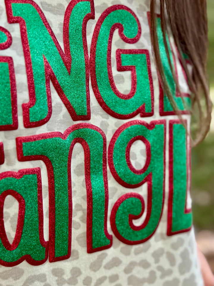 Jingle Jangle Glitter Puff on Natural Leopard Tee by Texas True Threads