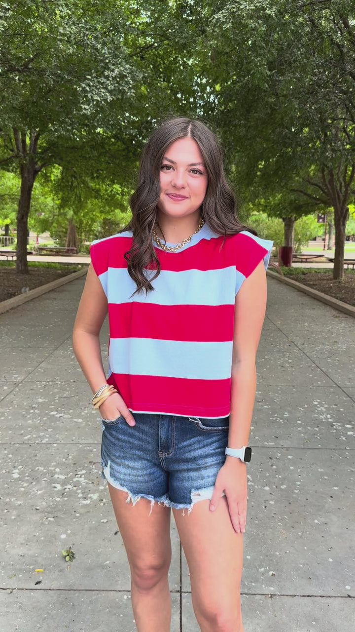 Freedom Found Striped Cap Sleeve Top