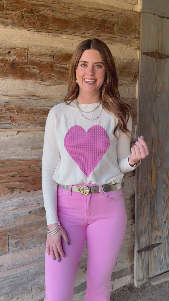 Be Mine Pink Heart Sweater