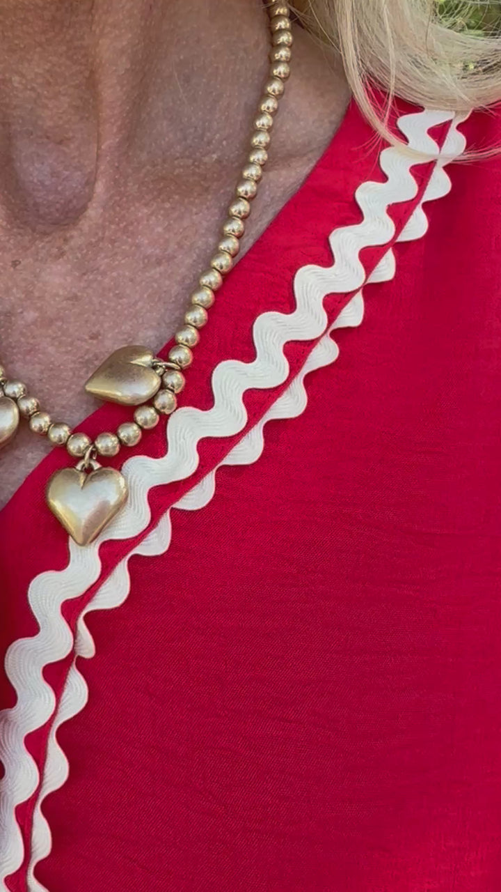 Red Darling V-Neck Blouse