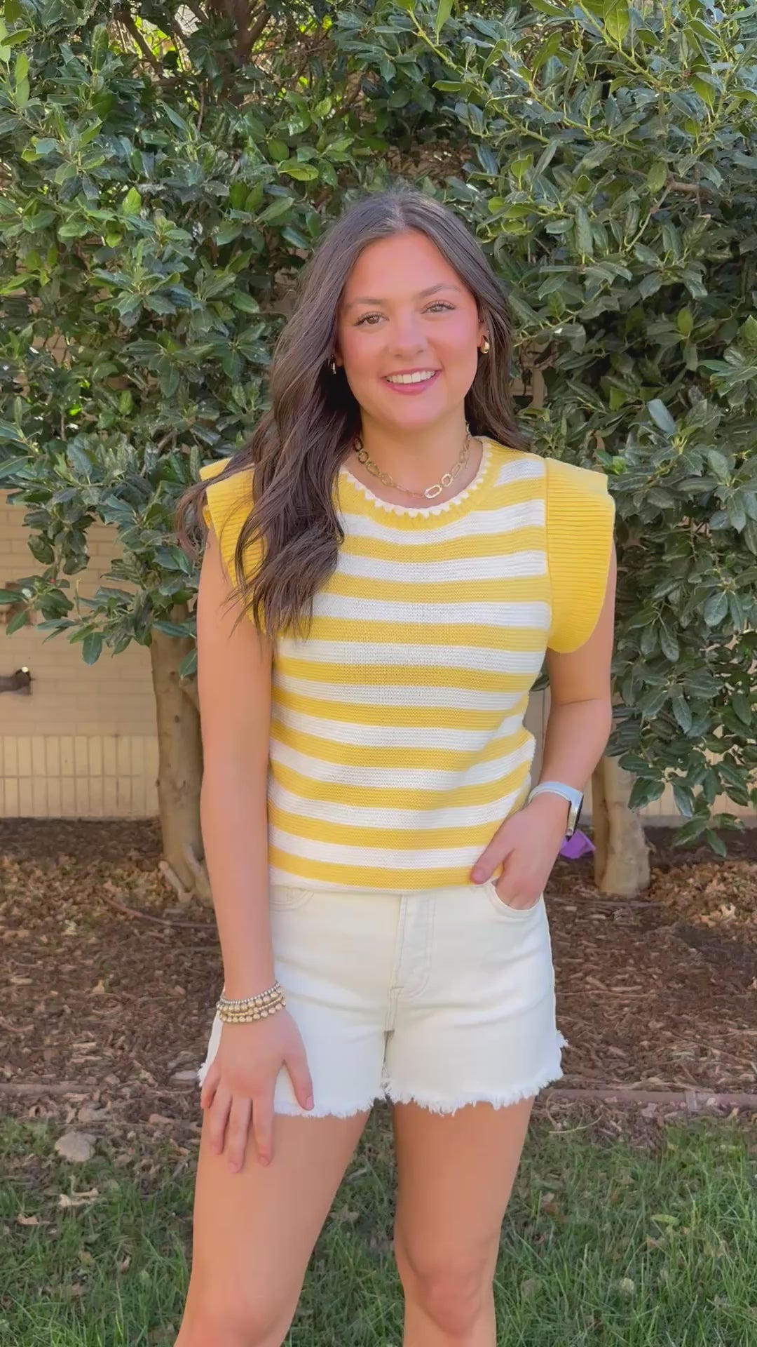 Sunny Stripes Yellow Ruffle Sleeve Sweater