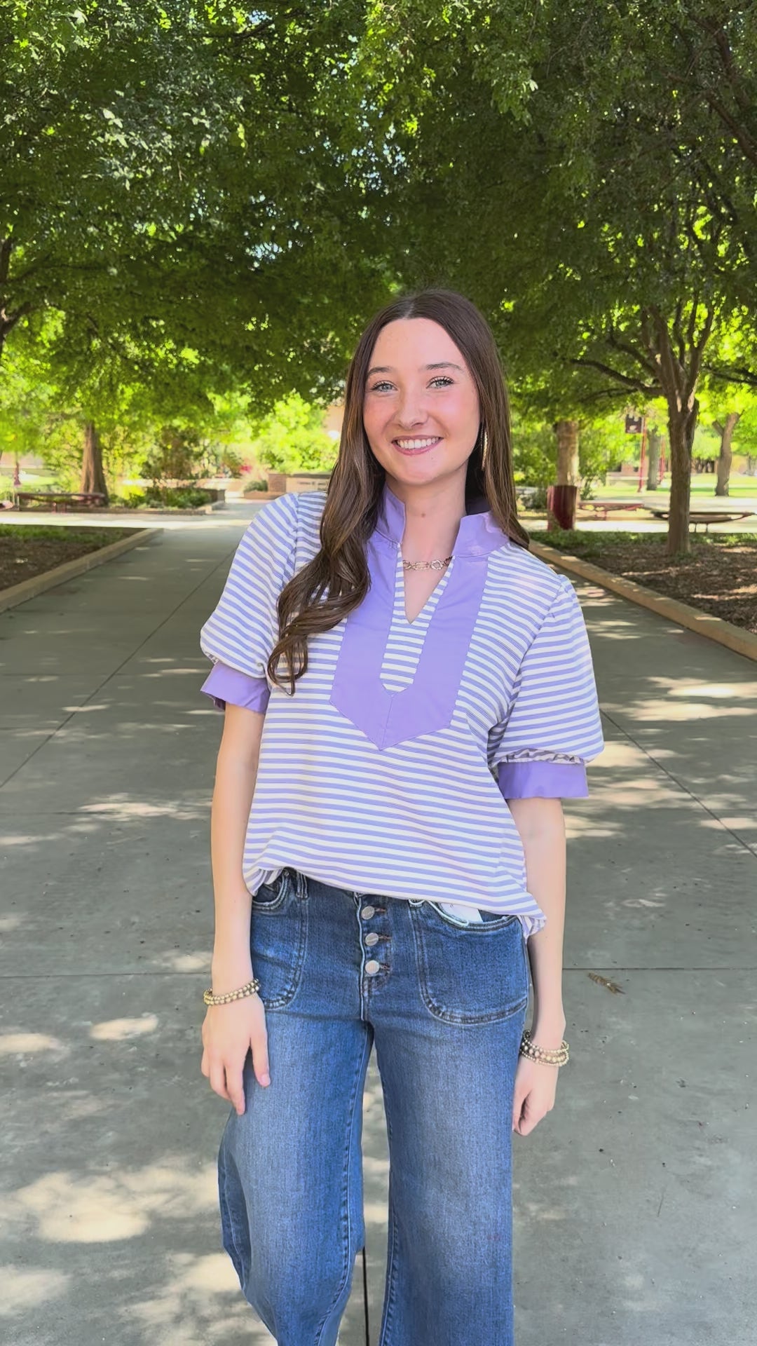 Lavender Love Striped V-Neck Top