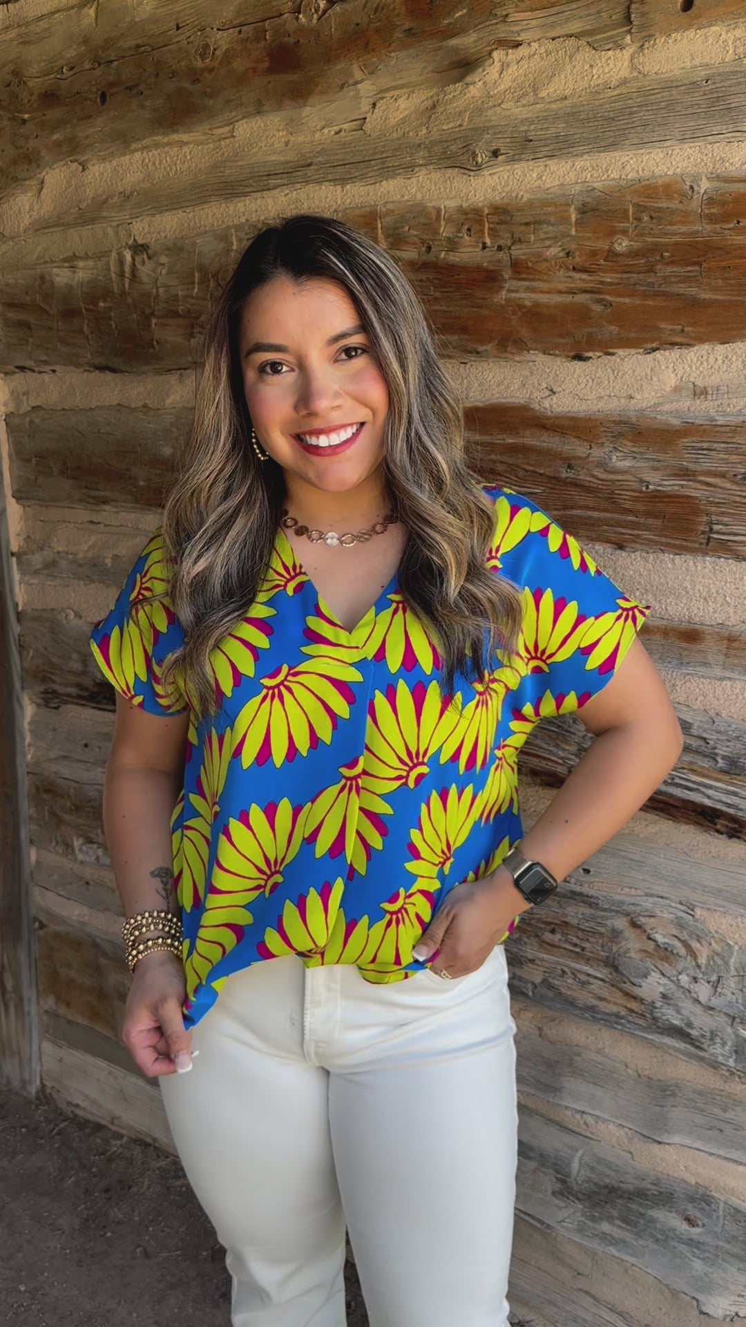 Bunches of Fun Blue V-Neck Blouse
