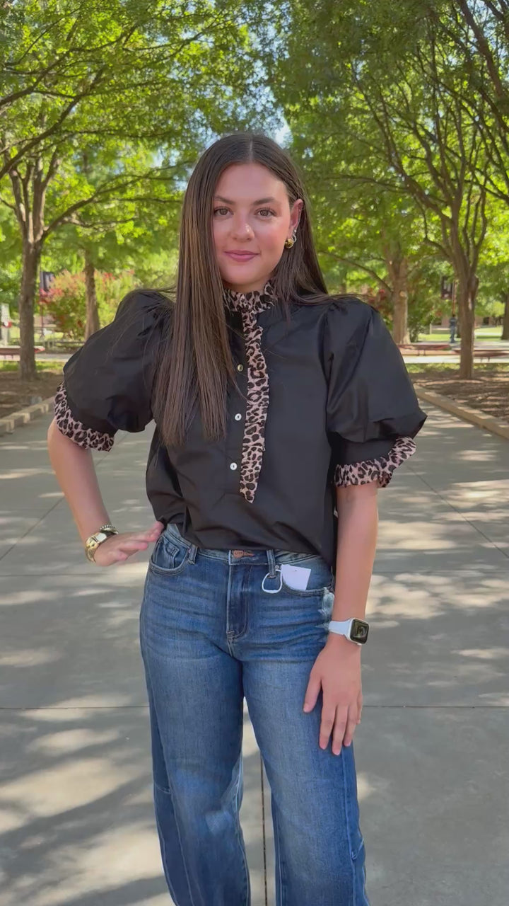 Wild Side Black Puff Sleeve Blouse